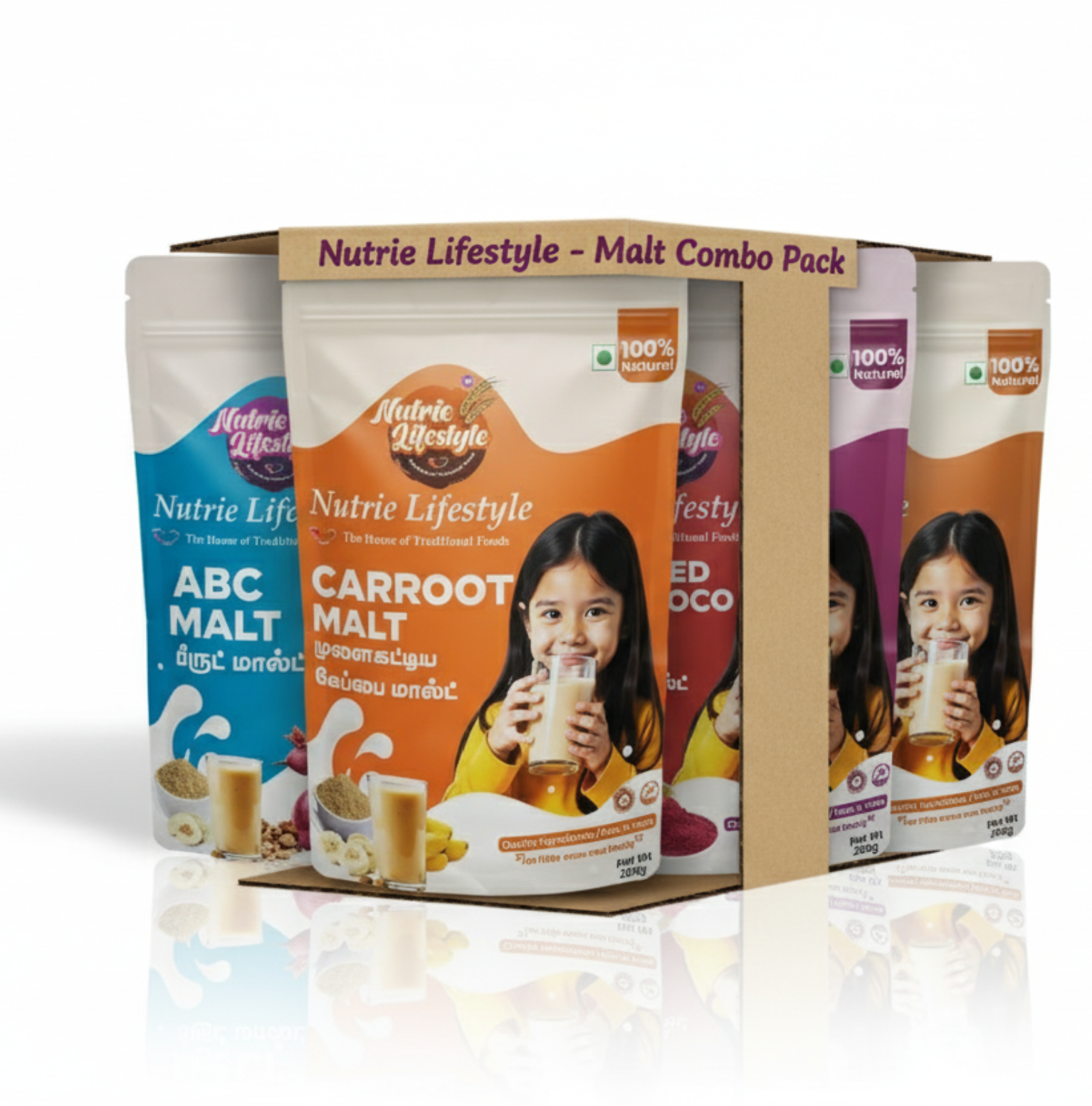 ABC MALT,BEETROOT MALT,CARROT MALT,RED BANANA MALT,RAGI CHOCO MALT. Combo