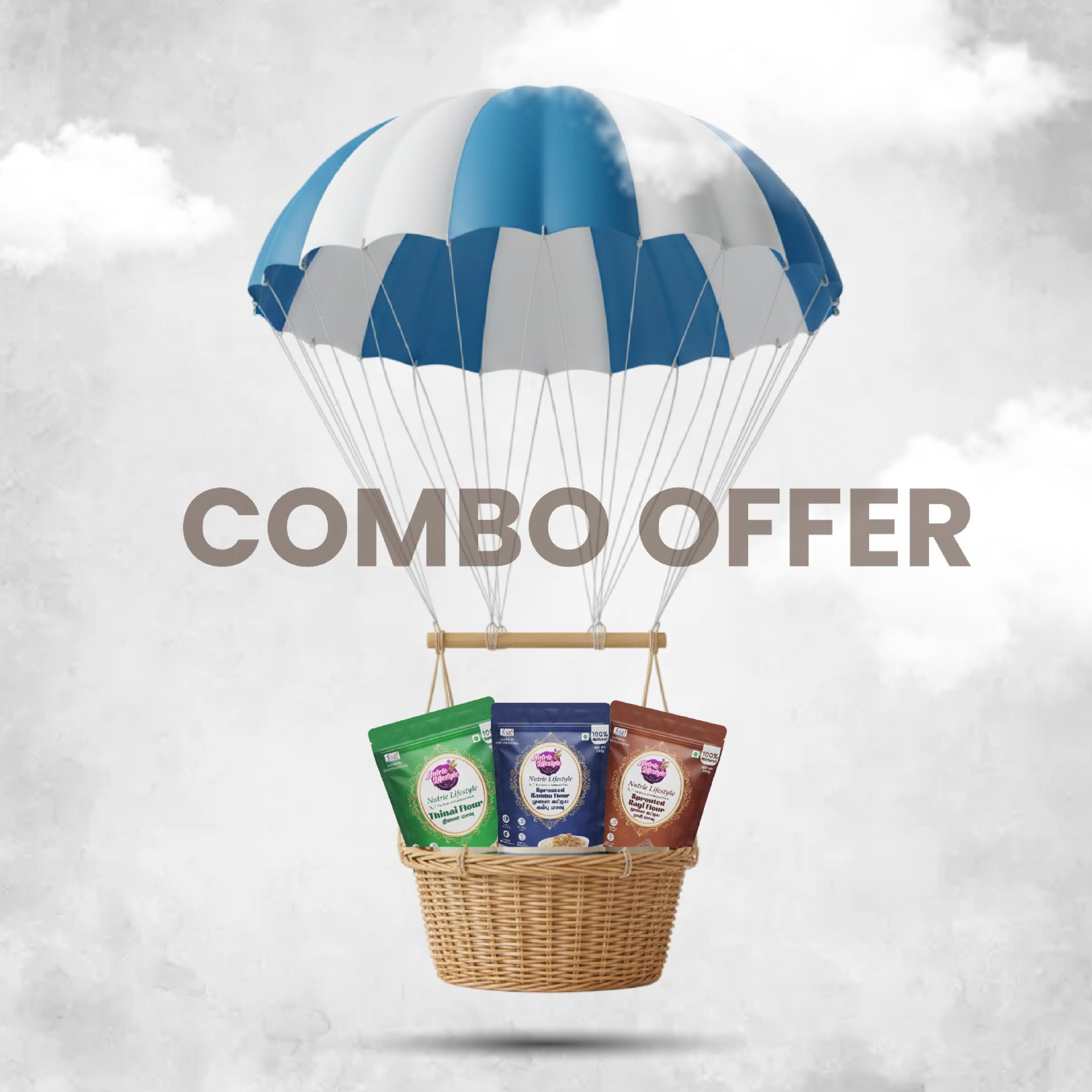 Millet Power Trio – Sprouted Ragi Flour, Thinai Flour & kambu Flour Mix 250grams each