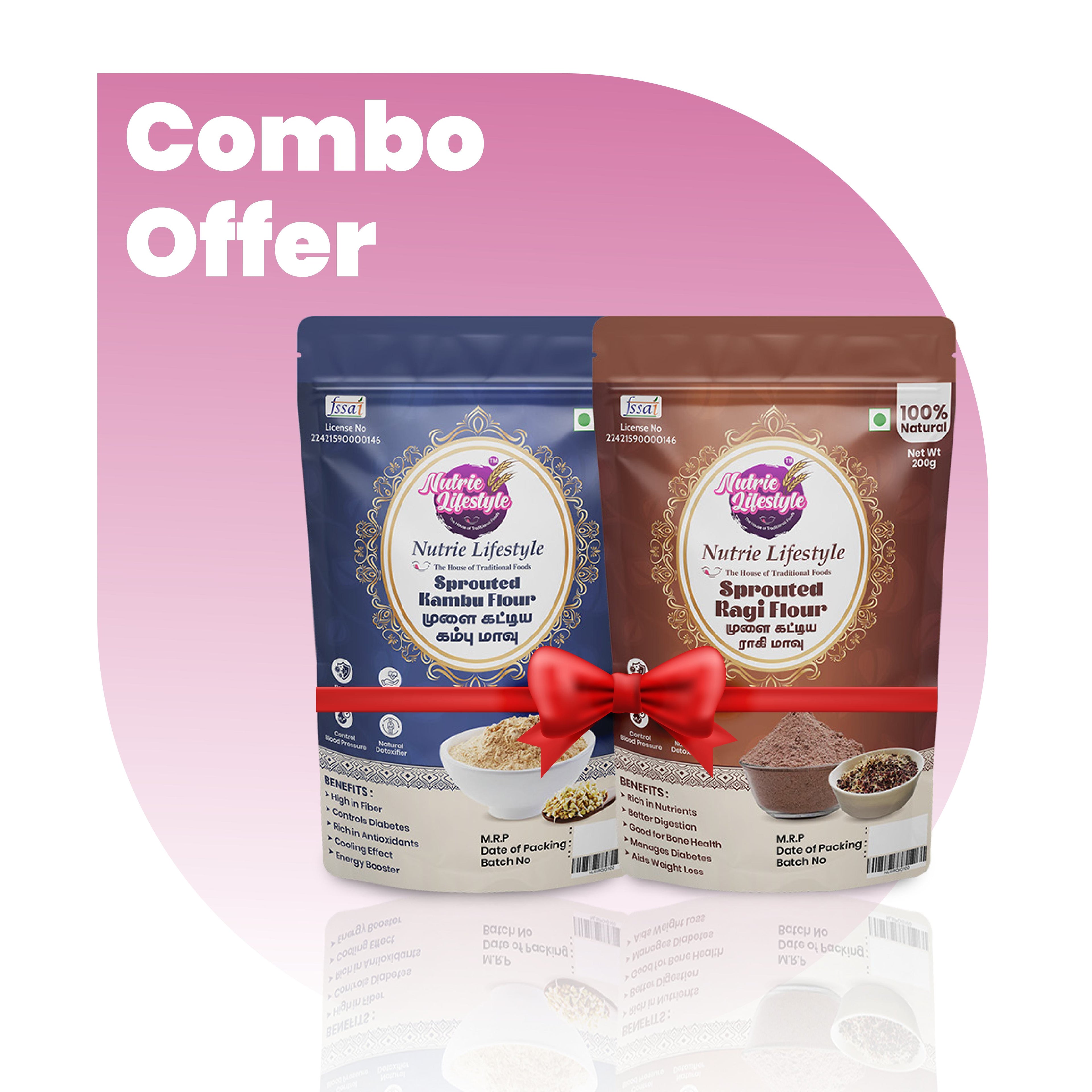 Sprouted Kambu & Ragi Flour Combo Pack 250grams each