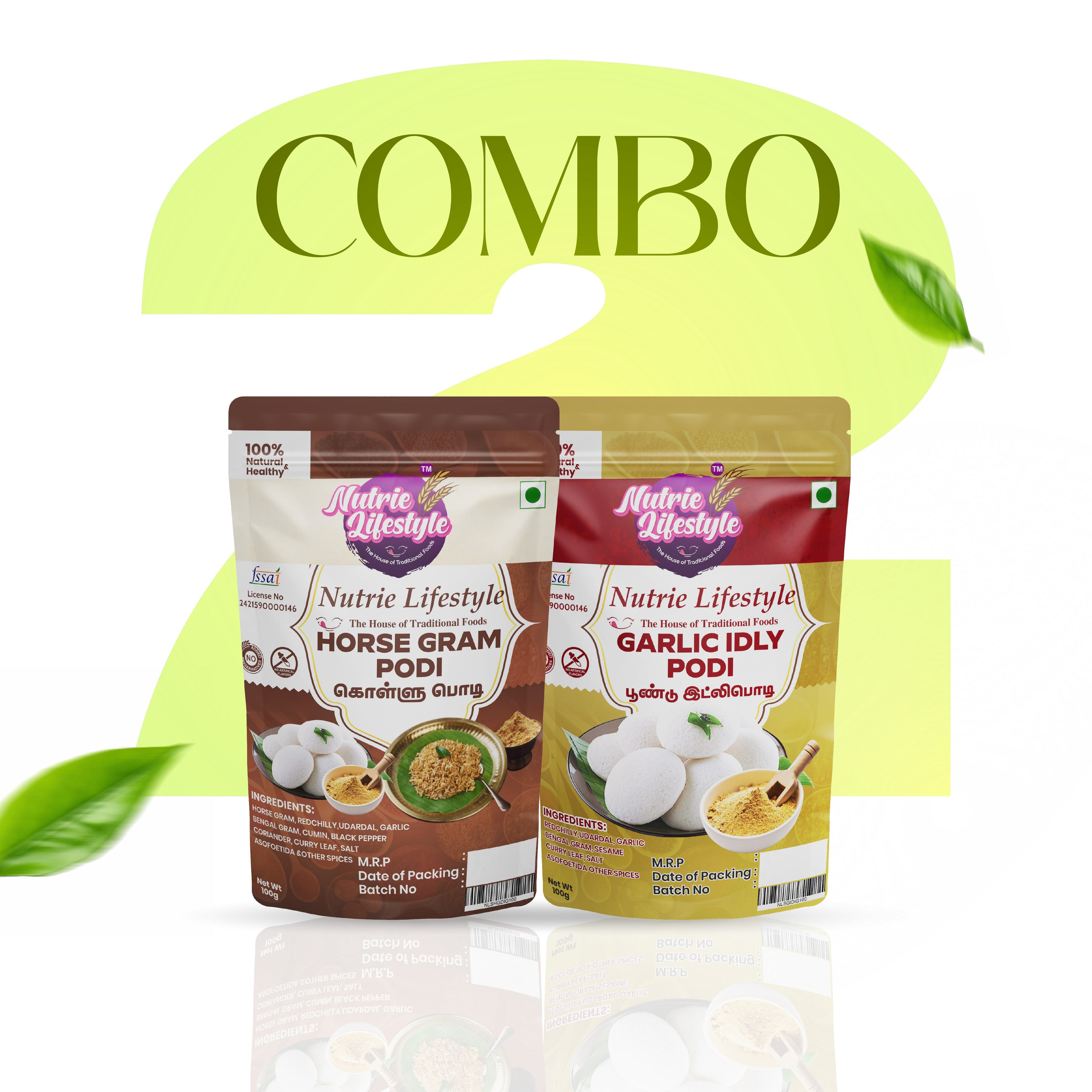 Spicy Podi Combo – Horse Gram (Kollu) & Garlic Idly Podi 100grams