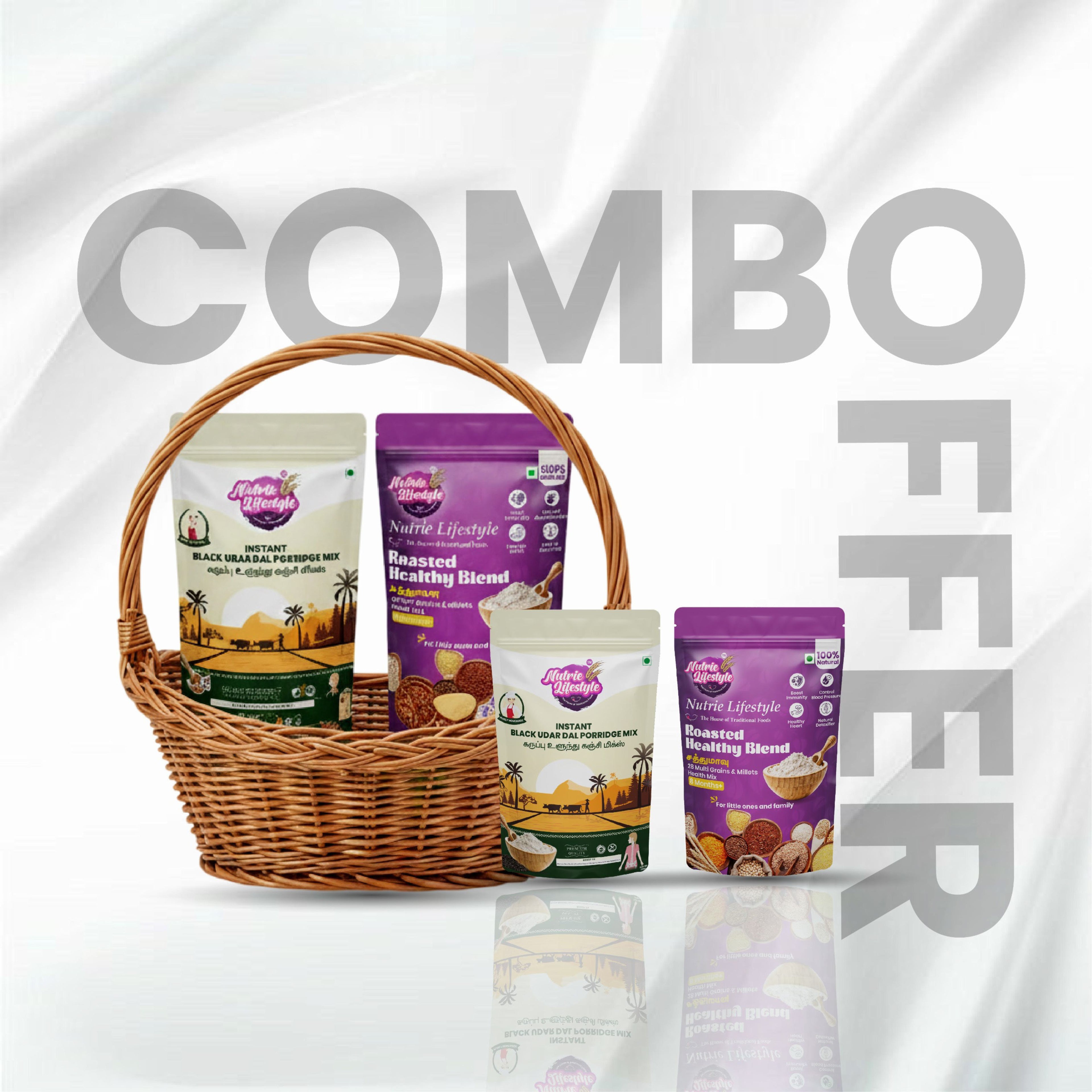 Power Nutrition Combo – Instant Black Urad Dal Porridge & Roasted Healthy Blend 500 grams each