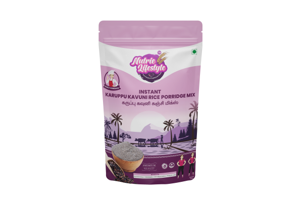 Karupu Kavuni Rice Kanji Mix, Black Kavuni Rice Porridge Mix  - (Spice Version) - Best Breakfast (250grms)